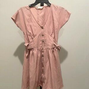 Zara Pink Button Up Dress with Bows Size XS